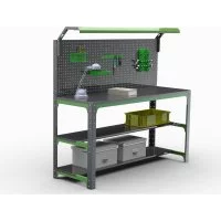 Стол металлический ООО Металекс серия KIT 750x1200x400 мм, 2-е полки + перфопанель с комплектом освещения, ОЧ