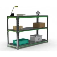 Стол-верстак ООО Металекс серия KIT 950х1000х400 две полки, серо-зеленый