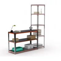 Стол-верстак ООО Металекс серия KIT 950х1000х400, две полки, оранжево-черный