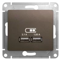 Розетка USB Systeme Electric Glossa встраиваемая шоколад 2хUSB-A (GSL000833)