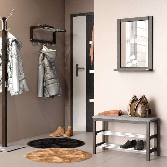 Банкетка для обуви темный орех/бежевая Sheffilton SR-0628