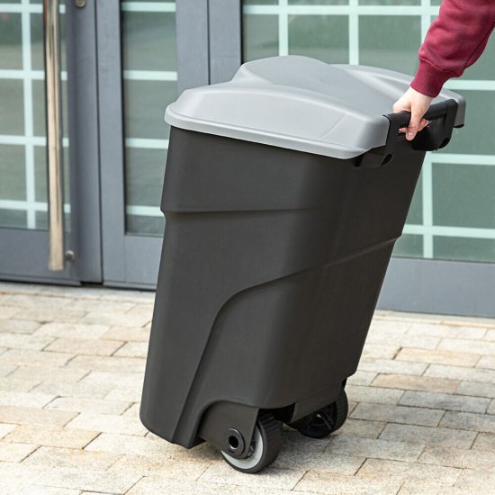 Бак мусорный Econova 90 л пластиковый с крышкой на колесах черный