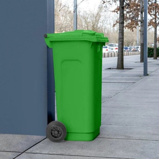 Бак мусорный Элластик-Пласт 120 л пластиковый с крышкой на колесах зеленый