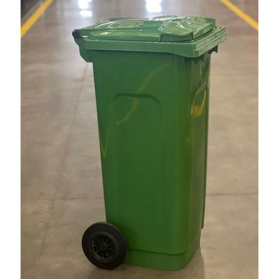 Бак мусорный Элластик-Пласт 120 л пластиковый с крышкой на колесах зеленый