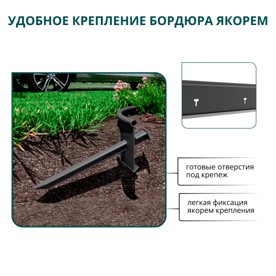 Бордюр садовый BEGINIA 100x10 см цвет черный