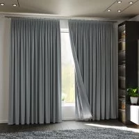 Комплект штор на ленте блэкаут Miamoza Dark 150x250 см цвет серый