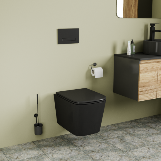Подвесной унитаз Moneron Tornado безободковый с сиденьем микролифт черный