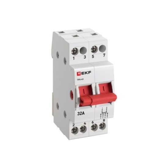 Трехпозиционный переключатель EKF PROxima ТПС-63 2P 32А 230 В на DIN-рейку (TPS232)