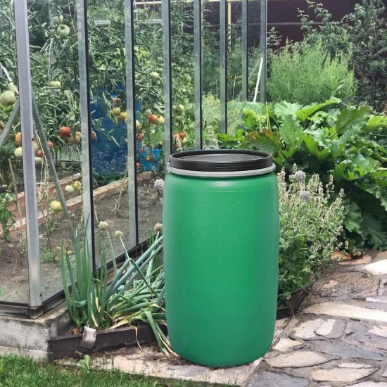 Бочка для жидких/сыпучих веществ 127 л полиэтиленовая широкая горловина зеленая