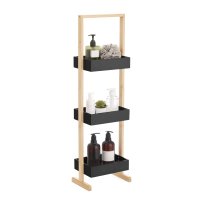 Стеллаж для ванной Lemer Nice 3 полки 26x70x17 см цвет черный/дерево