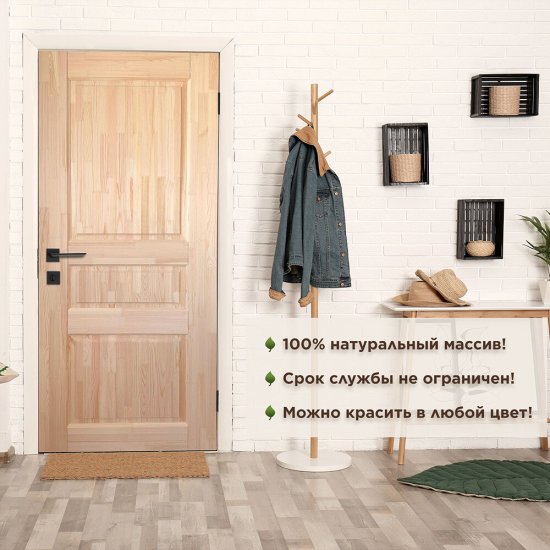 Дверь межкомнатная ДГФ-3Ф-2 600х2000 мм массив без покрытия глухая