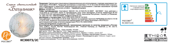 Светильник настенно-потолочный Россвет Багульник цвет белый