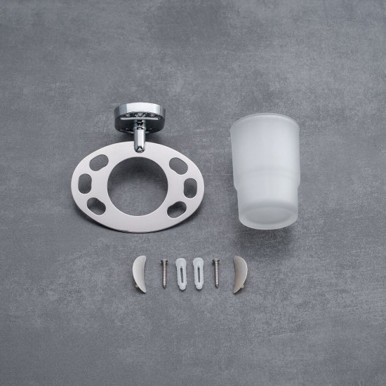 Стакан для ванной РМС с держателем стекло матовый/металл белый (A6020-1)