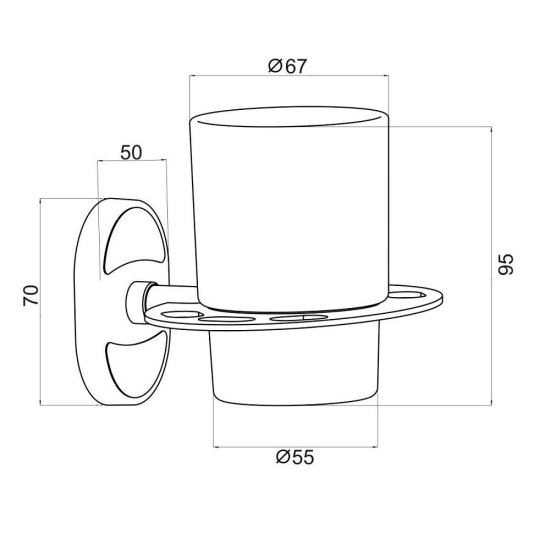 Стакан для ванной РМС с держателем стекло матовый/металл белый (A6020-1)
