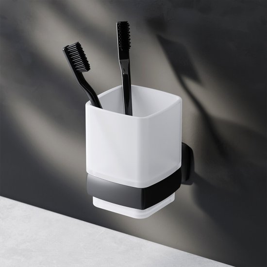 Стакан для ванной AM.PM Gem с держателем стекло матовый/металл черный (A9034322)