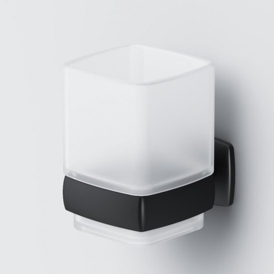 Стакан для ванной AM.PM Gem с держателем стекло матовый/металл черный (A9034322)