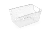 Корзина для хранения Уют мелкая сетка квадратная металл белая 9 л