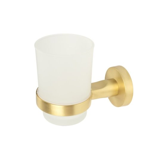 Стакан для ванной Zenfort 23584 с держателем стекло матовый/металл золото (102055)