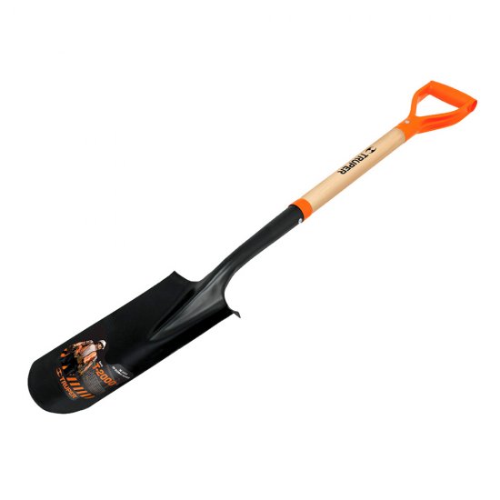 Лопата штыковая Truper Т-2000 углеродистая сталь дренажная с деревянным черенком 550 мм (17163)