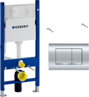 Инсталляция для подвесного унитаза Geberit Duofix Delta 458.163.21.1 с кнопкой смыва хром
