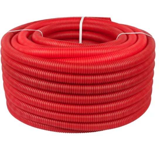 Труба гофрированная ПНД, цвет красный, 32мм для труб 25