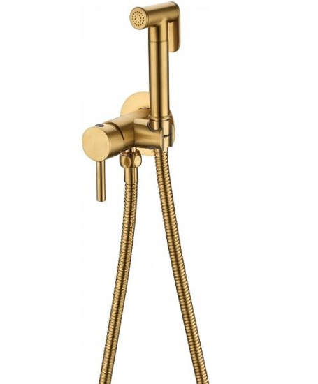 Смеситель встраиваемый с гигиеническим душем Grocenberg GB001GL золотой брашированный