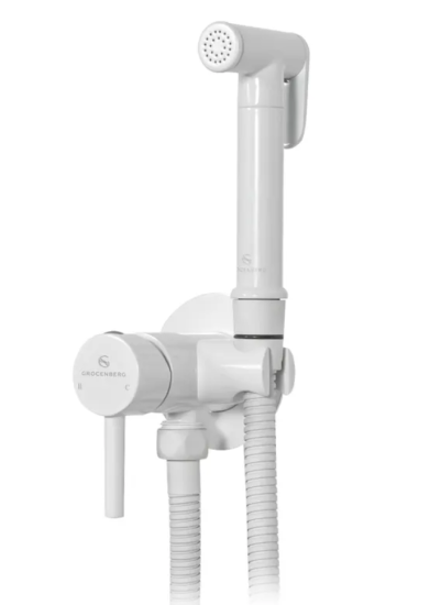 Смеситель встраиваемый с гигиеническим душем Grocenberg GB001 Белый