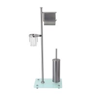 Стойка с бумагодержателем и ершом WasserKraft напольная стекло/металл никель