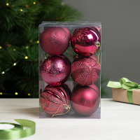 Набор елочных шаров KREAFORTA ø8 см бургунди 12 шт.
