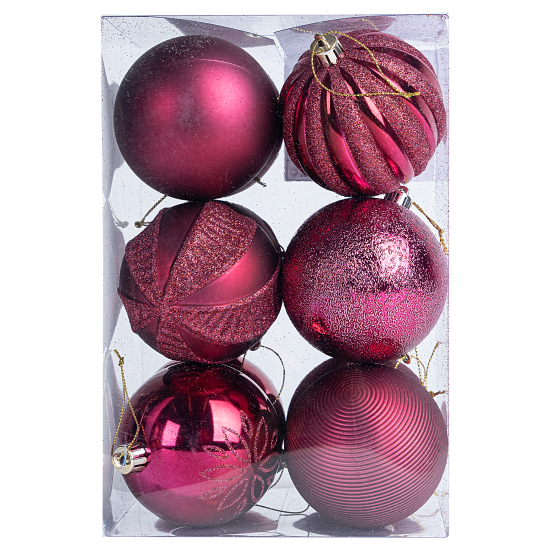 Набор елочных шаров KREAFORTA ø8 см бургунди 12 шт.