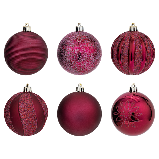 Набор елочных шаров KREAFORTA ø8 см бургунди 12 шт.