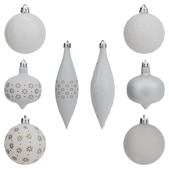 Набор елочных шаров KREAFORTA ø5-14 см белый 26 шт.
