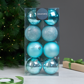Набор елочных шаров KREAFORTA ø10 см голубой 8 шт.