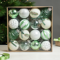 Набор елочных шаров KREAFORTA ø8 см зеленый 16 шт.