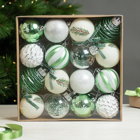 Набор елочных шаров KREAFORTA ø8 см зеленый 16 шт.