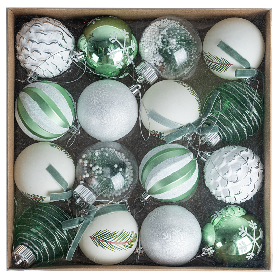 Набор елочных шаров KREAFORTA ø8 см зеленый 16 шт.