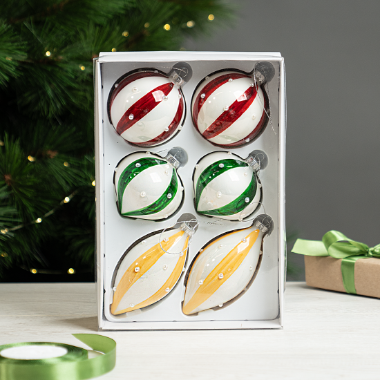 Набор елочных шаров KREAFORTA ø8 см разноцветный 6 шт.