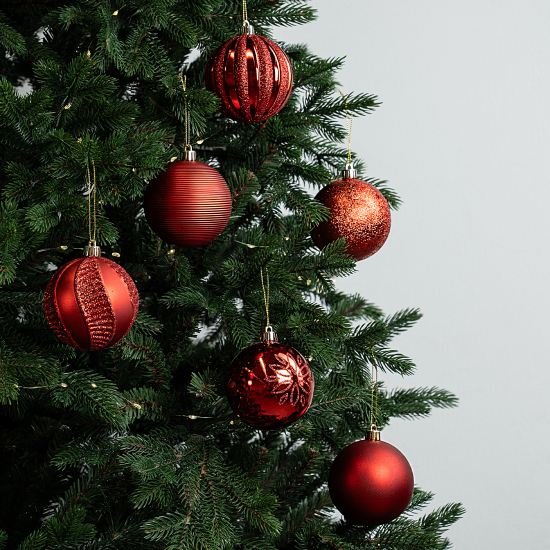 Набор елочных шаров KREAFORTA ø8 см красный 12 шт.