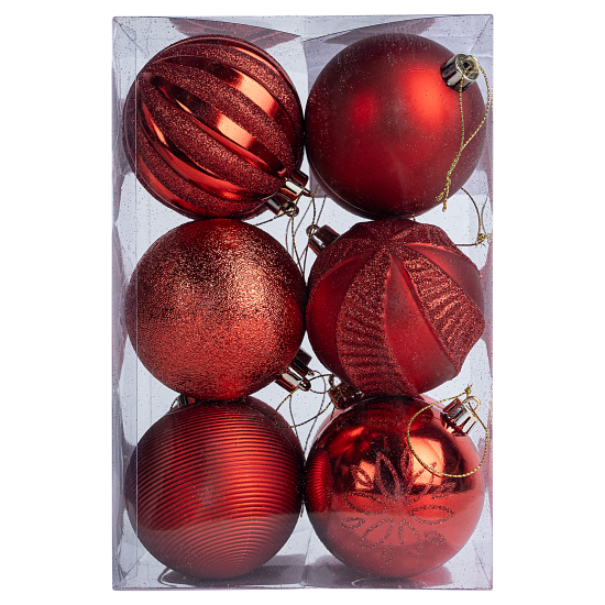 Набор елочных шаров KREAFORTA ø8 см красный 12 шт.