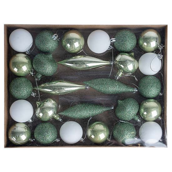 Набор елочных шаров KREAFORTA ø5-14 см зеленый 26 шт.