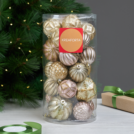 Набор елочных шаров KREAFORTA ø6-8 см шампань 24 шт.