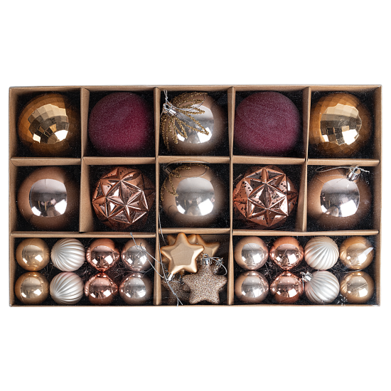 Набор елочных шаров KREAFORTA ø4-8 см розовый 48 шт.