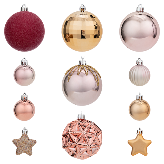 Набор елочных шаров KREAFORTA ø4-8 см розовый 48 шт.