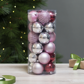 Набор елочных шаров KREAFORTA ø6 см розово-серый 24 шт.