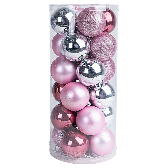 Набор елочных шаров KREAFORTA ø6 см розово-серый 24 шт.