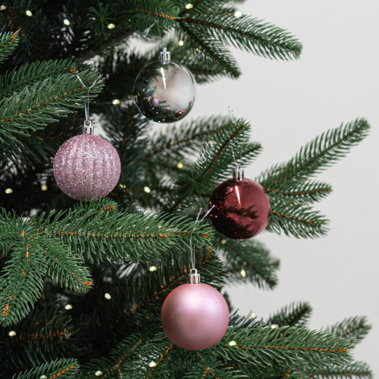 Набор елочных шаров KREAFORTA ø6 см розово-серый 24 шт.