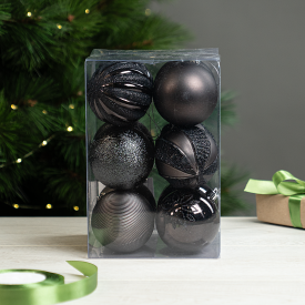 Набор елочных шаров KREAFORTA ø8 см черный 12 шт.