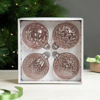 Набор елочных шаров KREAFORTA ø10 см розовый 4 шт.