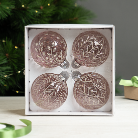 Набор елочных шаров KREAFORTA ø10 см розовый 4 шт.