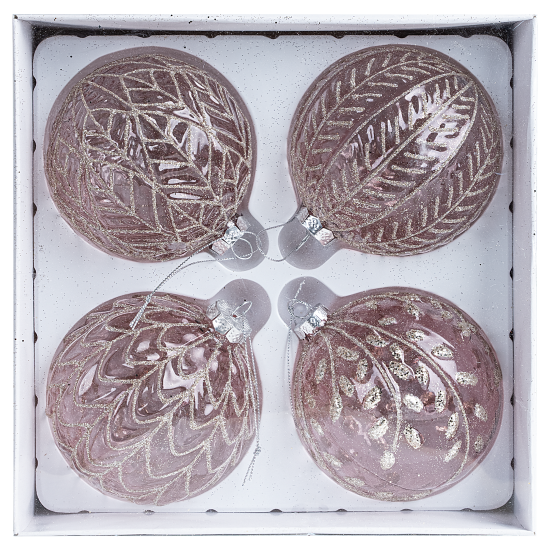 Набор елочных шаров KREAFORTA ø10 см розовый 4 шт.